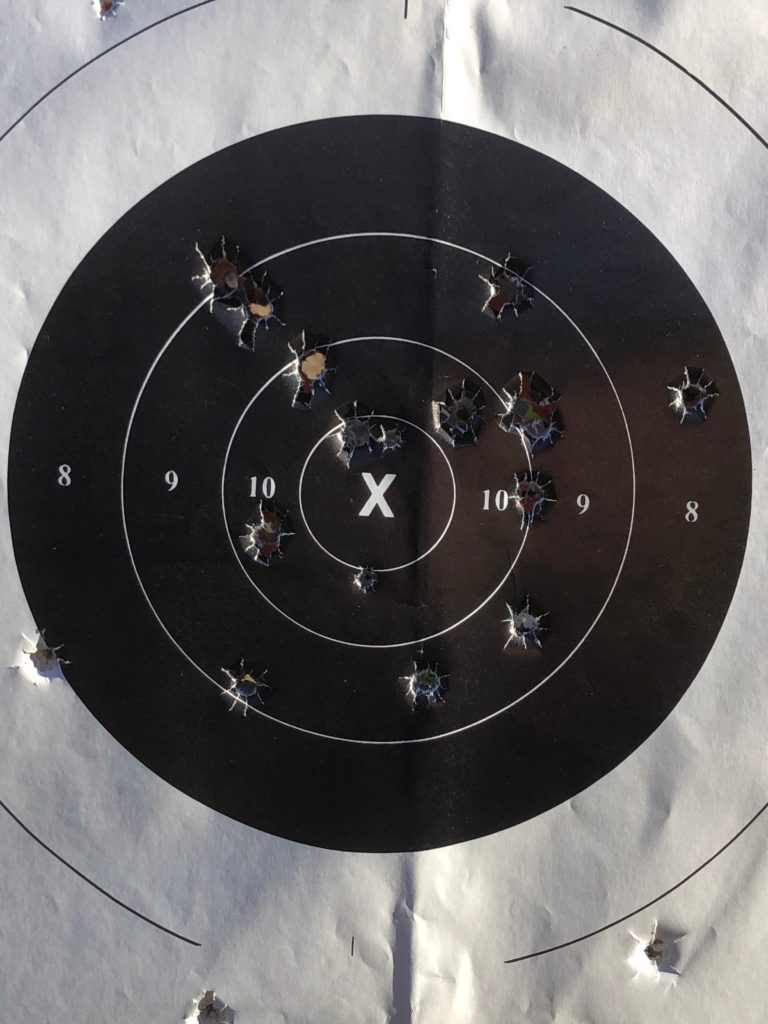 A picture of Jill's handgun target. 